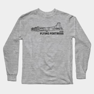 B-17 Flying Fortress - USAAF (Black) Long Sleeve T-Shirt